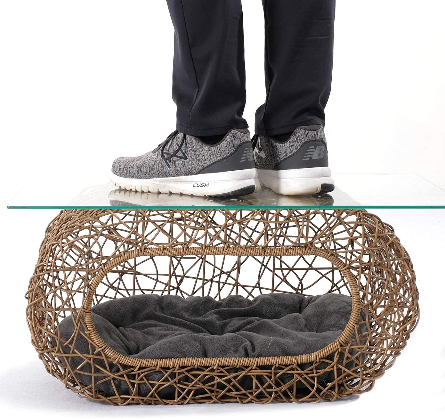 Fun Stackable Cat Condo for Indoor Cats - Interactive Play Faux Rattan Cat House for Indoor Cats Kitty, Pet Friendly Top/Side House Entry, Cat Bed Enclosed - Pet Explorer