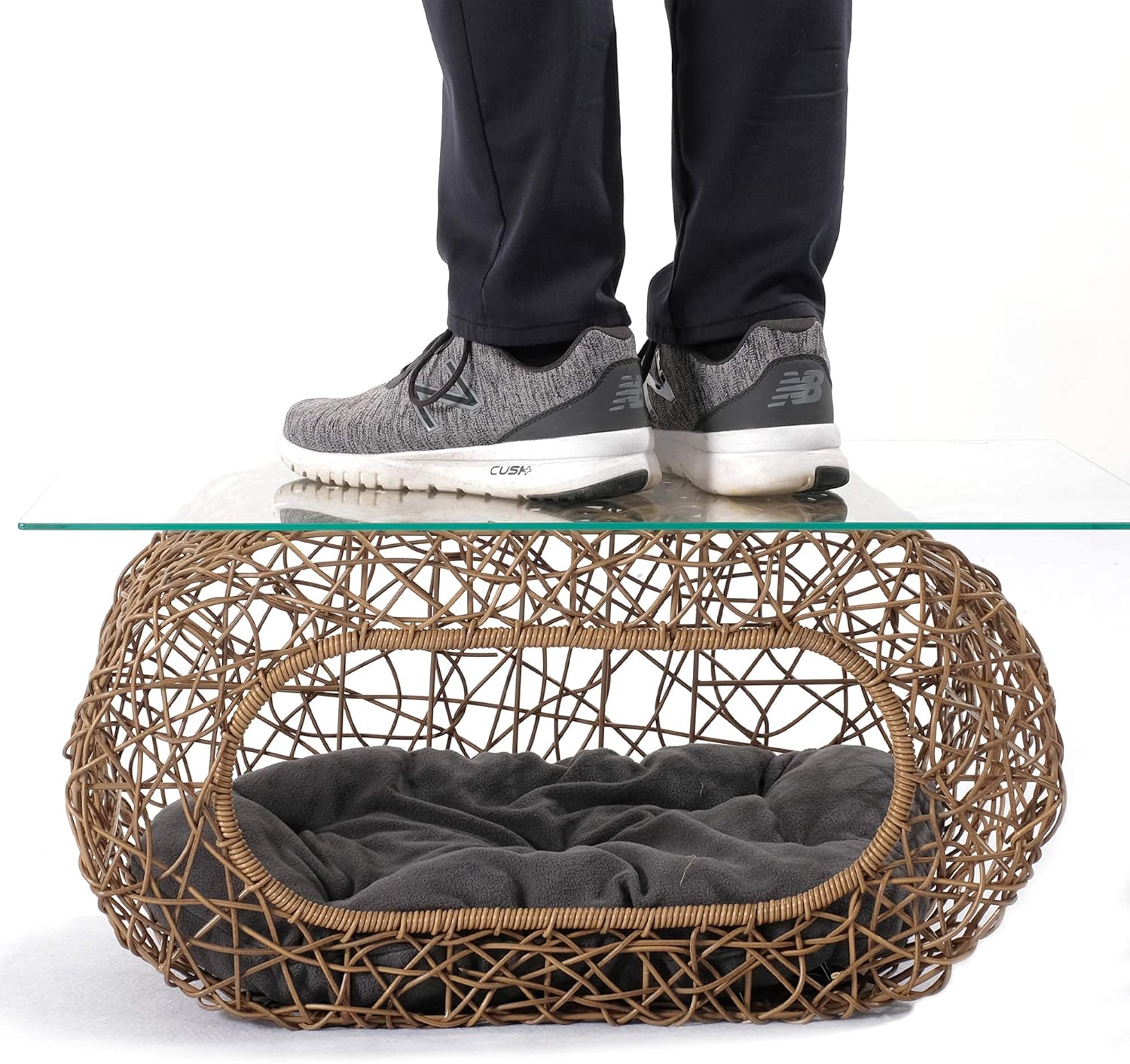 Fun Stackable Cat Condo for Indoor Cats - Interactive Play Faux Rattan Cat House for Indoor Cats Kitty, Pet Friendly Top/Side House Entry, Cat Bed Enclosed - Pet Explorer