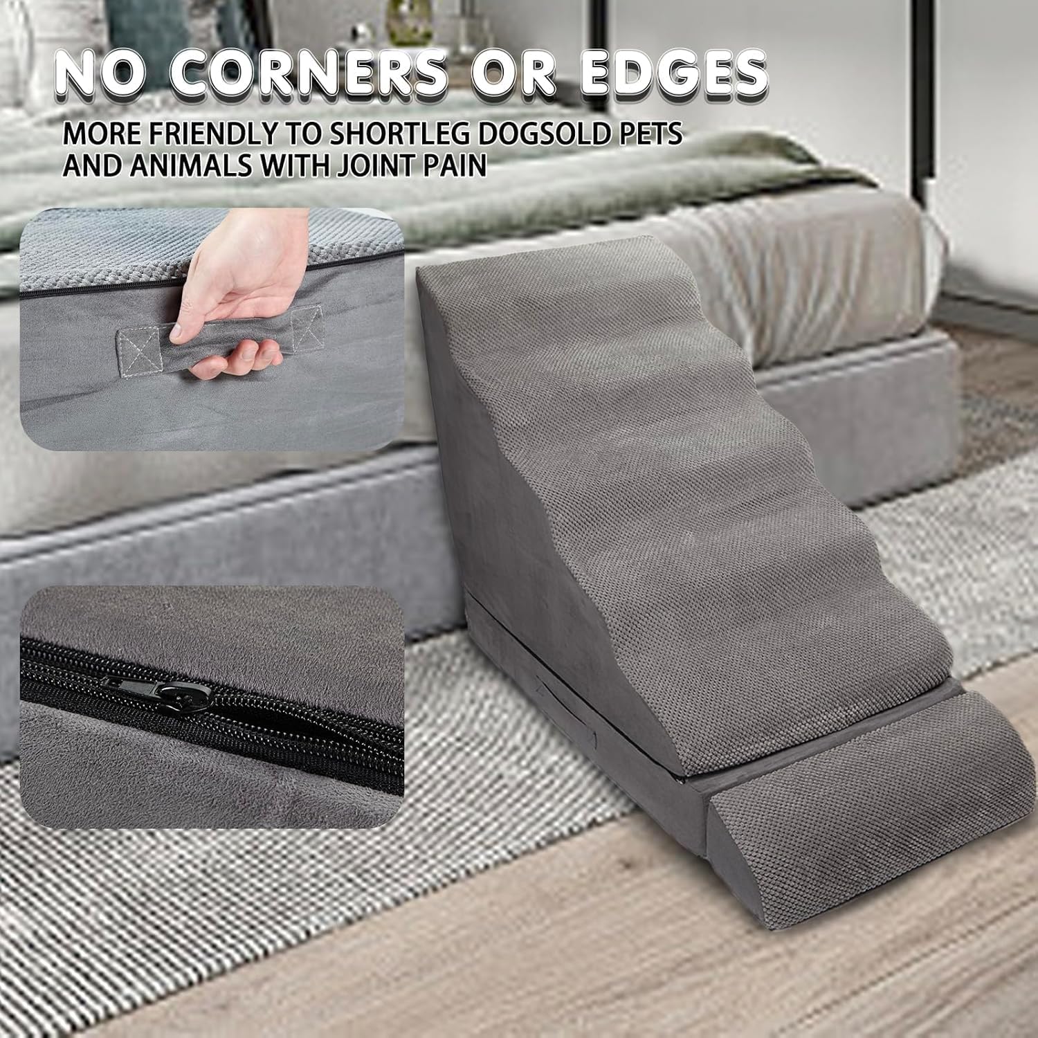 Soft Dog Stairs & Steps for High Beds 28 Inches High Tall, LitaiL Pet Stairs/Steps for High Beds for Small Large Dogs, Non-Slip Dog Ramps for Bed, for Older Cats - Pet Explorer