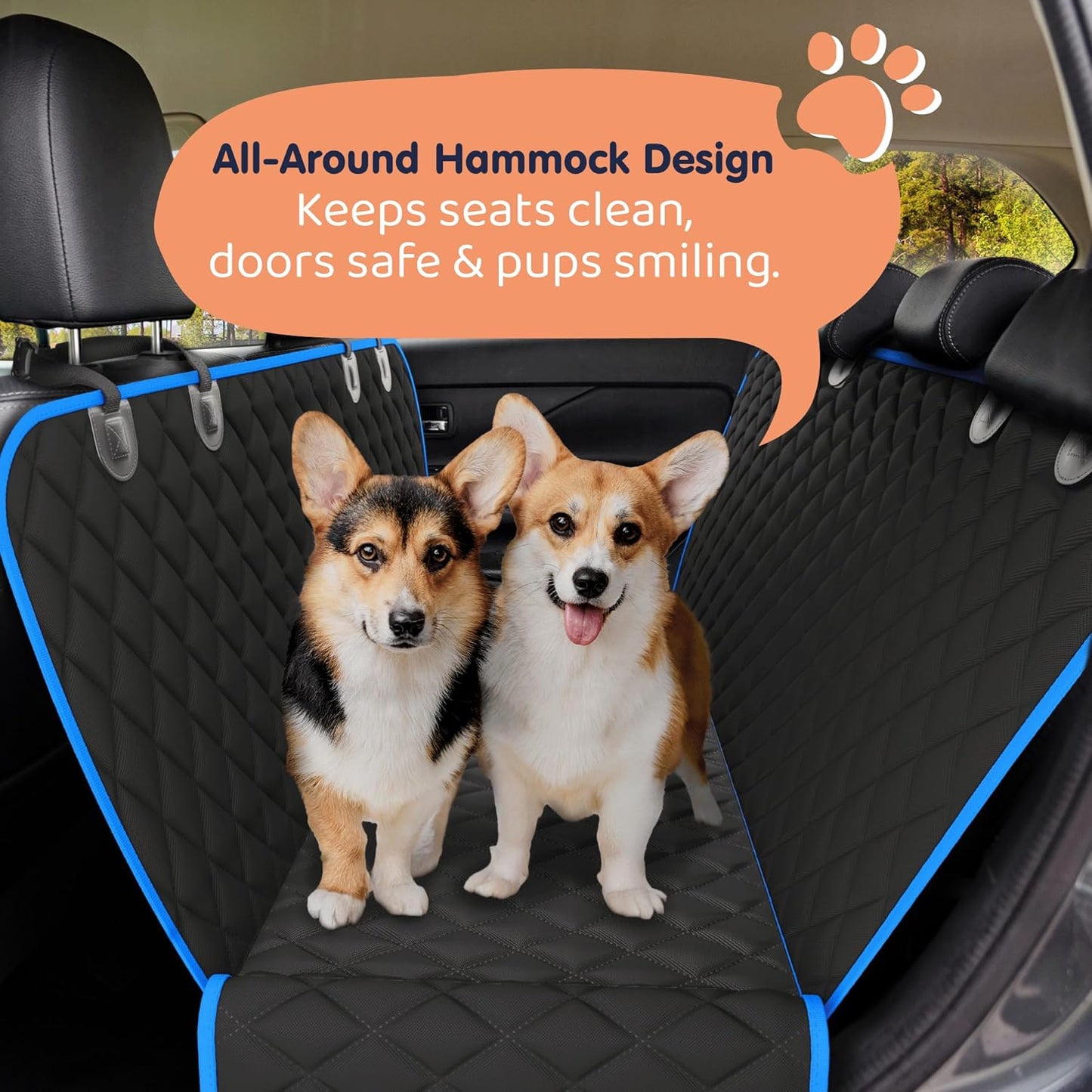 Dog Car Seat Cover for Back Seat, Waterproof Hammock for Car, SUV & Truck, Non-Slip Backseat Cover for Dogs, Heavy-Duty Dog Hammock Style Seat Protector Pets, Easy to Install & Clean - Pet Explorer