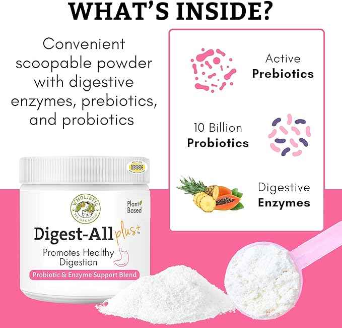 Wholistic Pet Organics Probiotics for Dogs with Digestive Enzymes & Prebiotic Fiber - 8 Oz - Daily Cat & Dog Probiotics for Digestive Health, Anti Diarrhea & Gut Support - Cat Probiotic - 227 Scoops