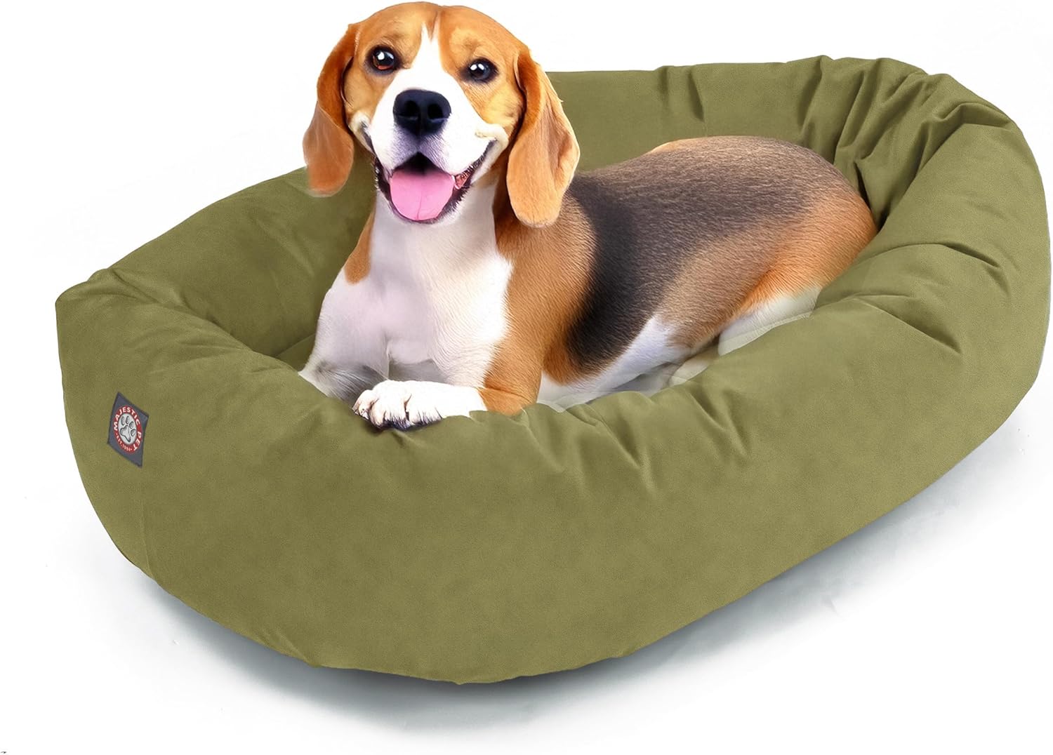 Majestic Pet 32 Inch Suede Shredded Memory Foam Mix Calming Medium Dog Bed Washable 32 x 23 x 7 (Inch) - Cozy Soft Round Donut Dog Bed with Spine for Head Support - Pet Bed Sage - Pet Explorer