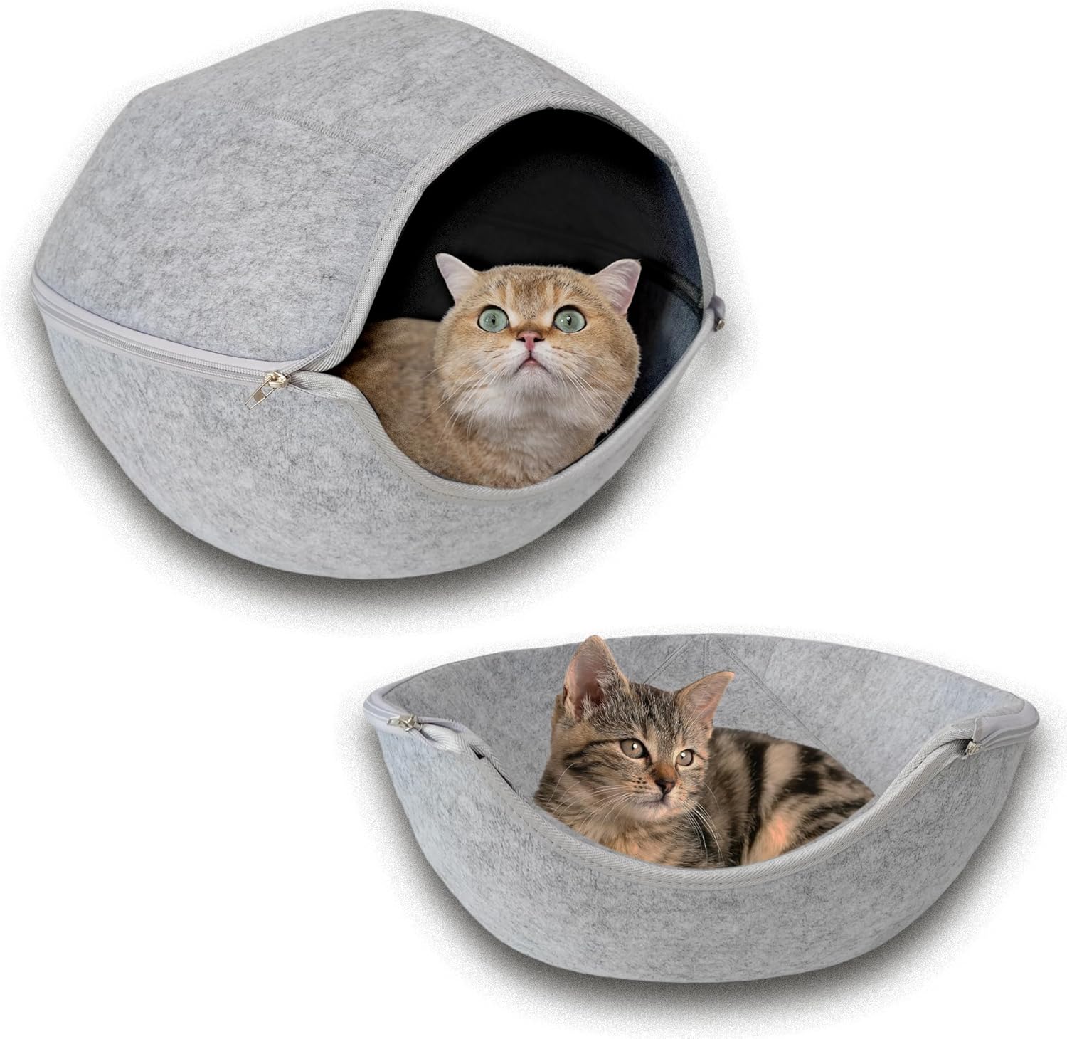 Donut Cat Tunnel Bed Peekaboo Cat Cave for Large Cats Up to 30 Lbs, Kitty Interactive Playing Tent House for Multiple Cats,Detachable,Scratch Resistant (2 in 1 Gray, Medium - 20 Inch Diameter) - Pet Explorer