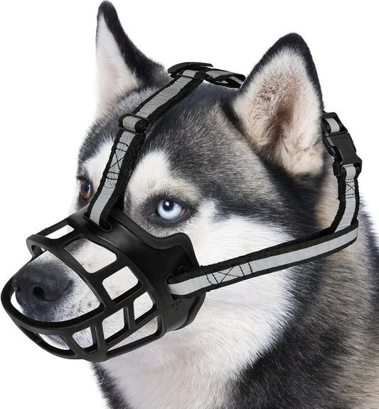 Dog Muzzle for Large Dogs, Breathable Basket Muzzles for Small, Medium and X-Large Aggressive Dog, Allows Panting Drinking, Suitable for Grooming Trimming Training (4, Blacks) - Pet Explorer