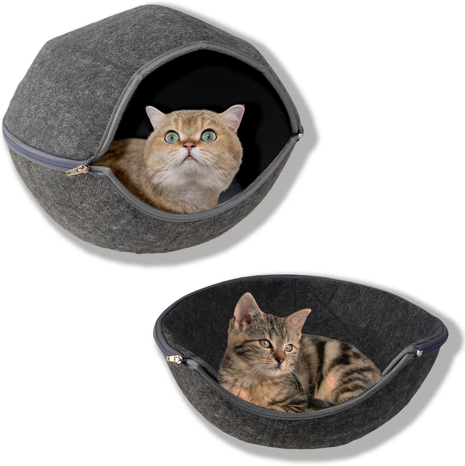 Donut Cat Tunnel Bed Peekaboo Cat Cave for Large Cats Up to 30 Lbs, Kitty Interactive Playing Tent House for Multiple Cats,Detachable,Scratch Resistant (2 in 1 Black, Medium - 20 Inch Diameter) - Pet Explorer