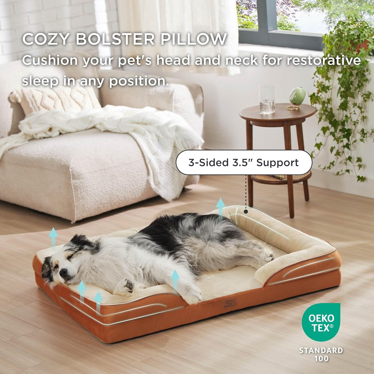 Bedsure XL Orthopedic Dog Bed for Extra Large Dogs - Washable XLarge Dog Cat Bed Waterproof, Comfort Dogs Couch Sofa with Washable Removable Cover, Pet Bed with Nonskid Bottom, Ember Clay, 42" - Pet Explorer