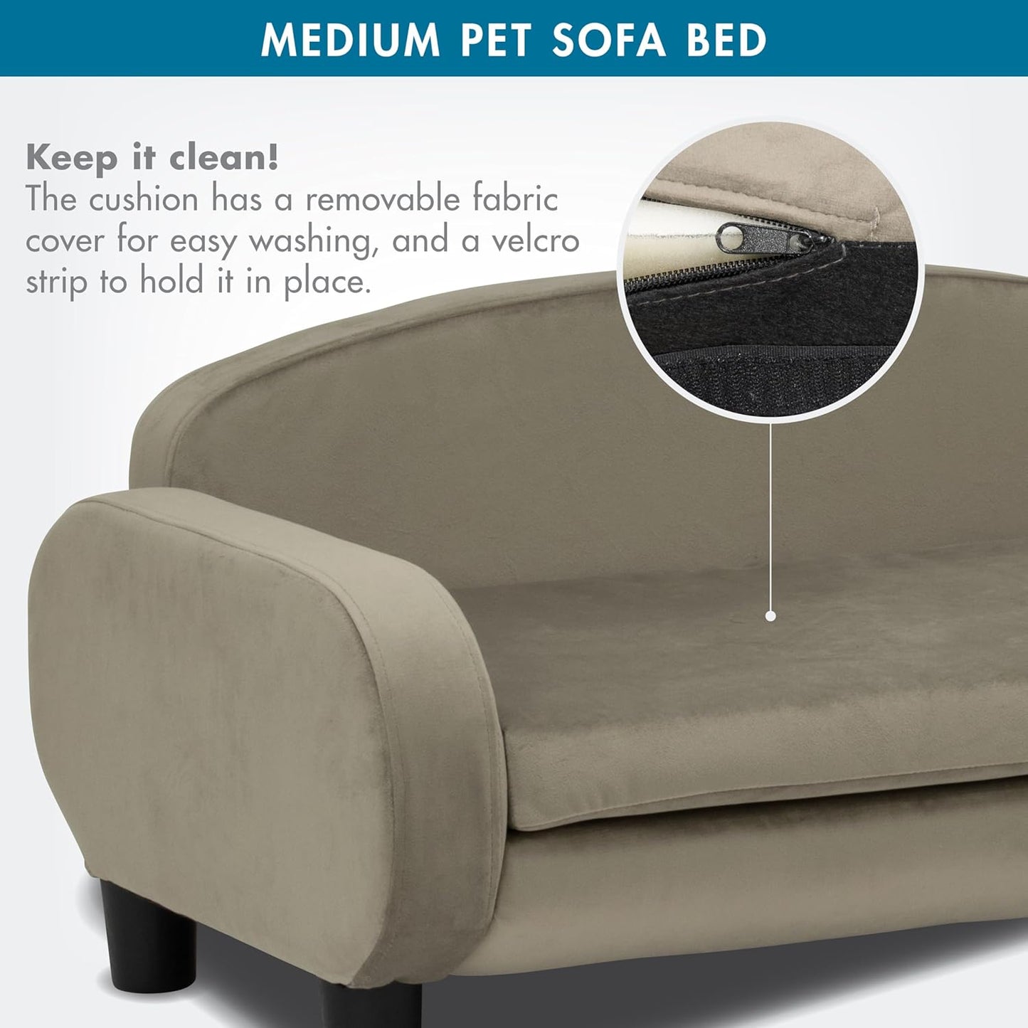Paws & Purrs Multi-Cat Sofa Elevated Pet Bed for Indoor Cats Raised Cats Couch with Removable Washable Mattress Cover for Kittens, Dogs - 35.5" Wide, Ash - Pet Explorer