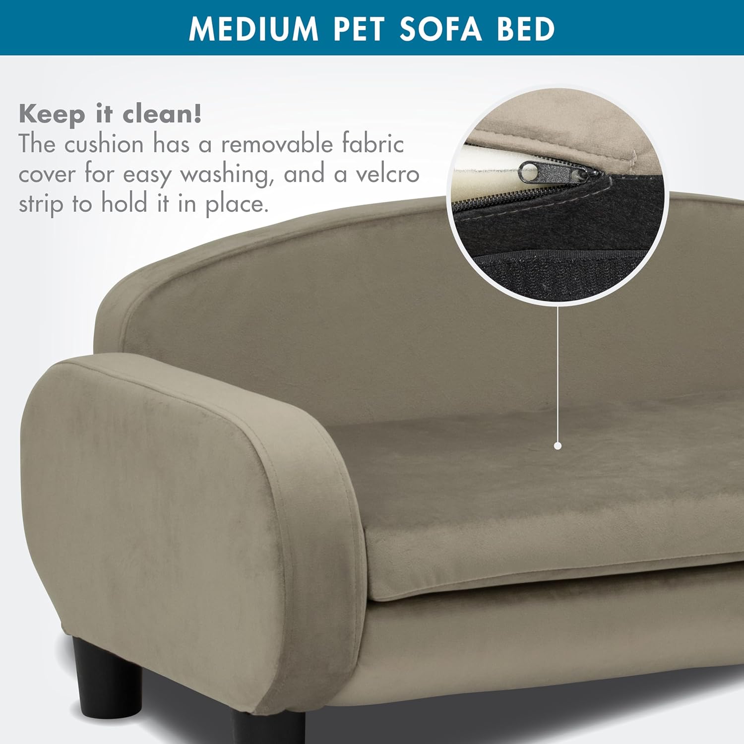 Paws & Purrs Multi-Cat Sofa Elevated Pet Bed for Indoor Cats Raised Cats Couch with Removable Washable Mattress Cover for Kittens, Dogs - 35.5" Wide, Ash - Pet Explorer