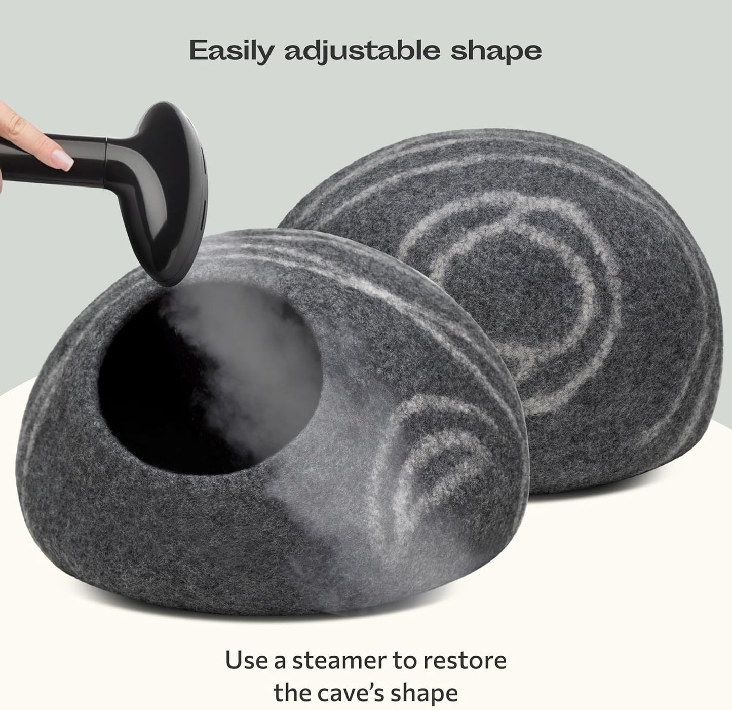 MEOWFIA Cat Cave – Premium Felt Cat Bed for Indoor Cats, Handmade 100% Merino Wool (Large, Dark Grey) - Pet Explorer