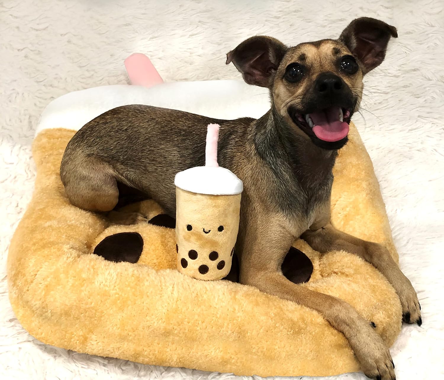 TONBO Soft Plush Small Cute and Cozy Food Dog Cat Bed, Washer and Dryer Friendly (Boba) - Pet Explorer