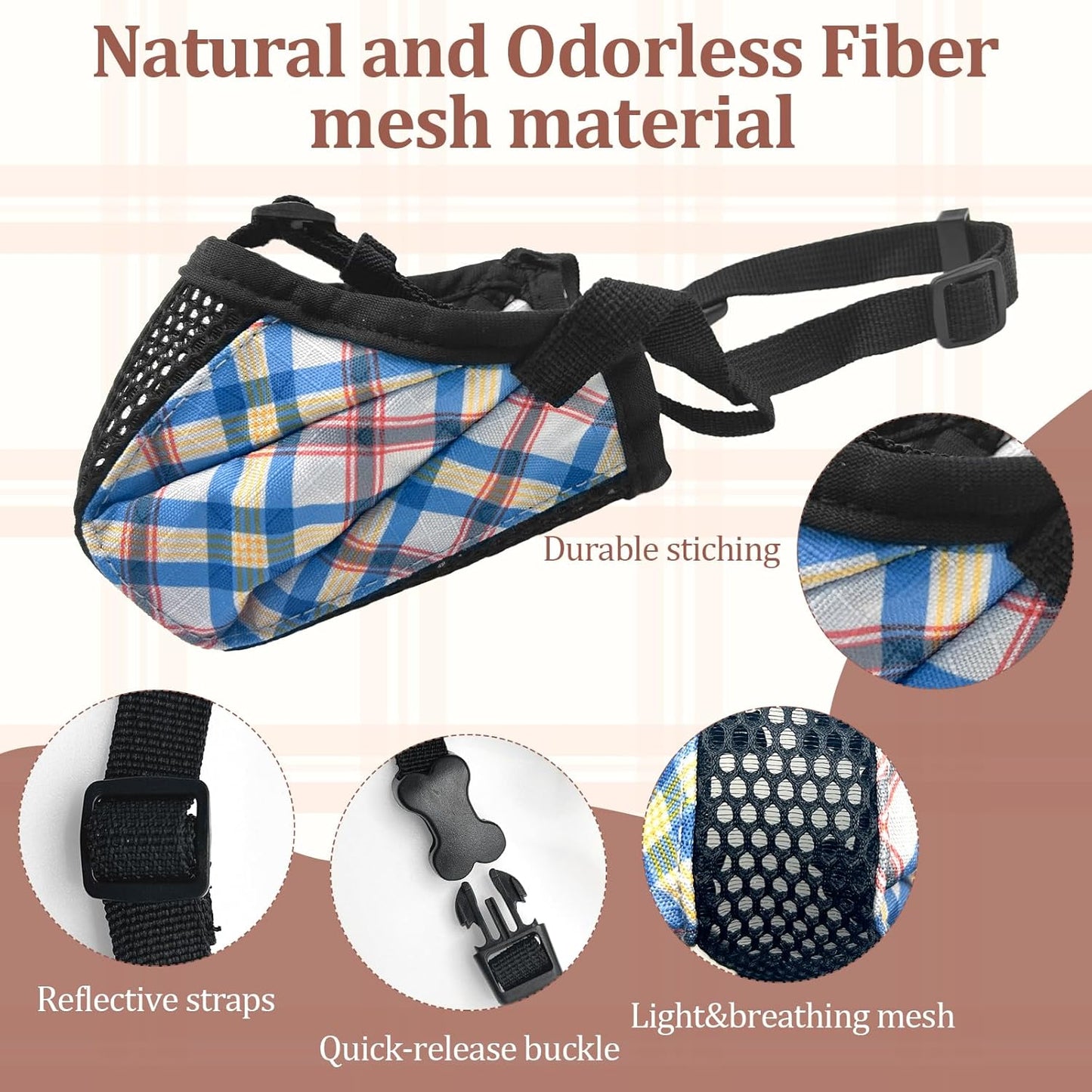 Dog Muzzle for Small Large Dogs - Soft Nylon Basket Muzzle with Adjustable Strap, Breathable Mesh Design Prevents Biting Chewing Licking Eating - Ideal for Training, Grooming & Vet Visits (Blue, L) - Pet Explorer