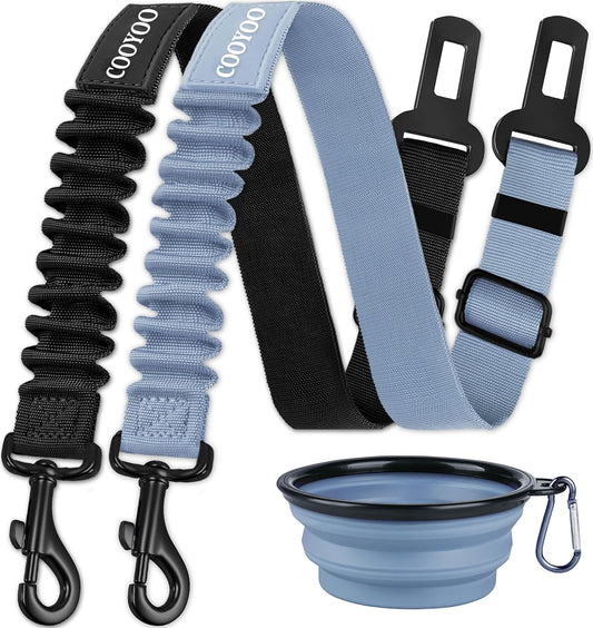 COOYOO Dog Seat Belt,3 Piece Set Retractable Dog Car Adjustable Seatbelts for Vehicle Nylon Pet Safety Heavy Duty & Elastic & Durable Car Harness for Dogs - Pet Explorer