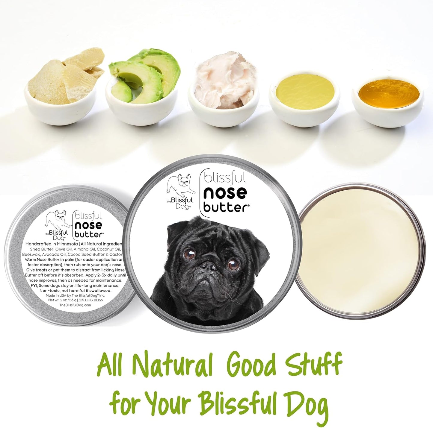The Blissful Dog Black Pug Unscented Nose Butter, 16oz - Pet Explorer