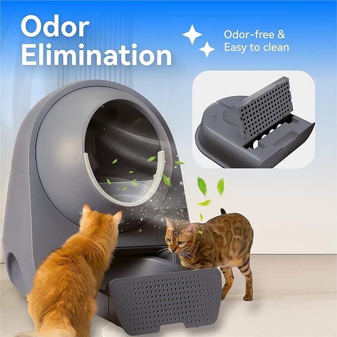 CATLINK Self-Cleaning Automatic Cat Litter Box, Gray - Robot Litter Box with Health Monitoring, Multi-Cat Households, Safe Anti-Pinch, Odor-Free/APP Control/Large Capacity/60 Liners, 1-Year Warranty