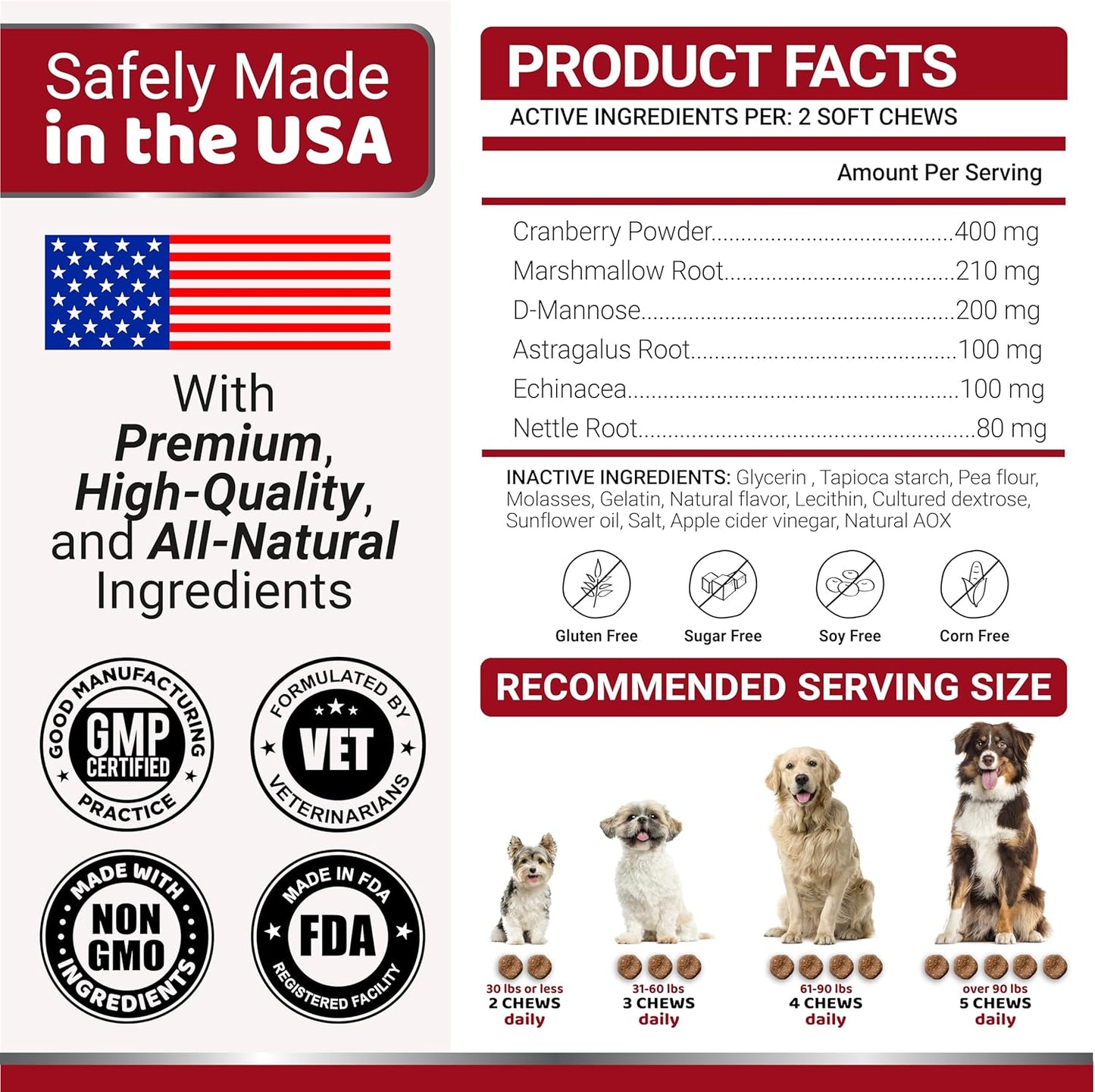 Dog UTI Treatment - 170 Treats - Cranberry Supplement for Dogs - Bladder Control - Urinary Tract Infection Treatment - UTI Medicine Multivitamin - Vitamins and Supplements - Made in USA - Pet Explorer