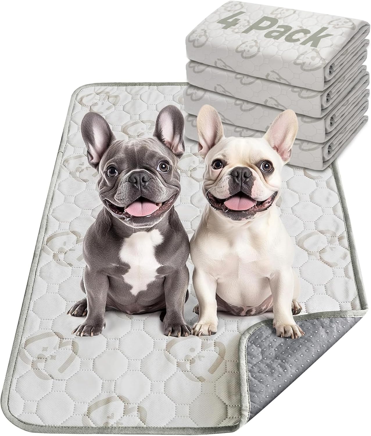 FXW Washable Pee Pads for Dogs, Puppy Pads with Super Absorbent, Specifically Designed for Potty Training, 29" × 18" Rectangle, Khaki, 4 Packs - Pet Explorer
