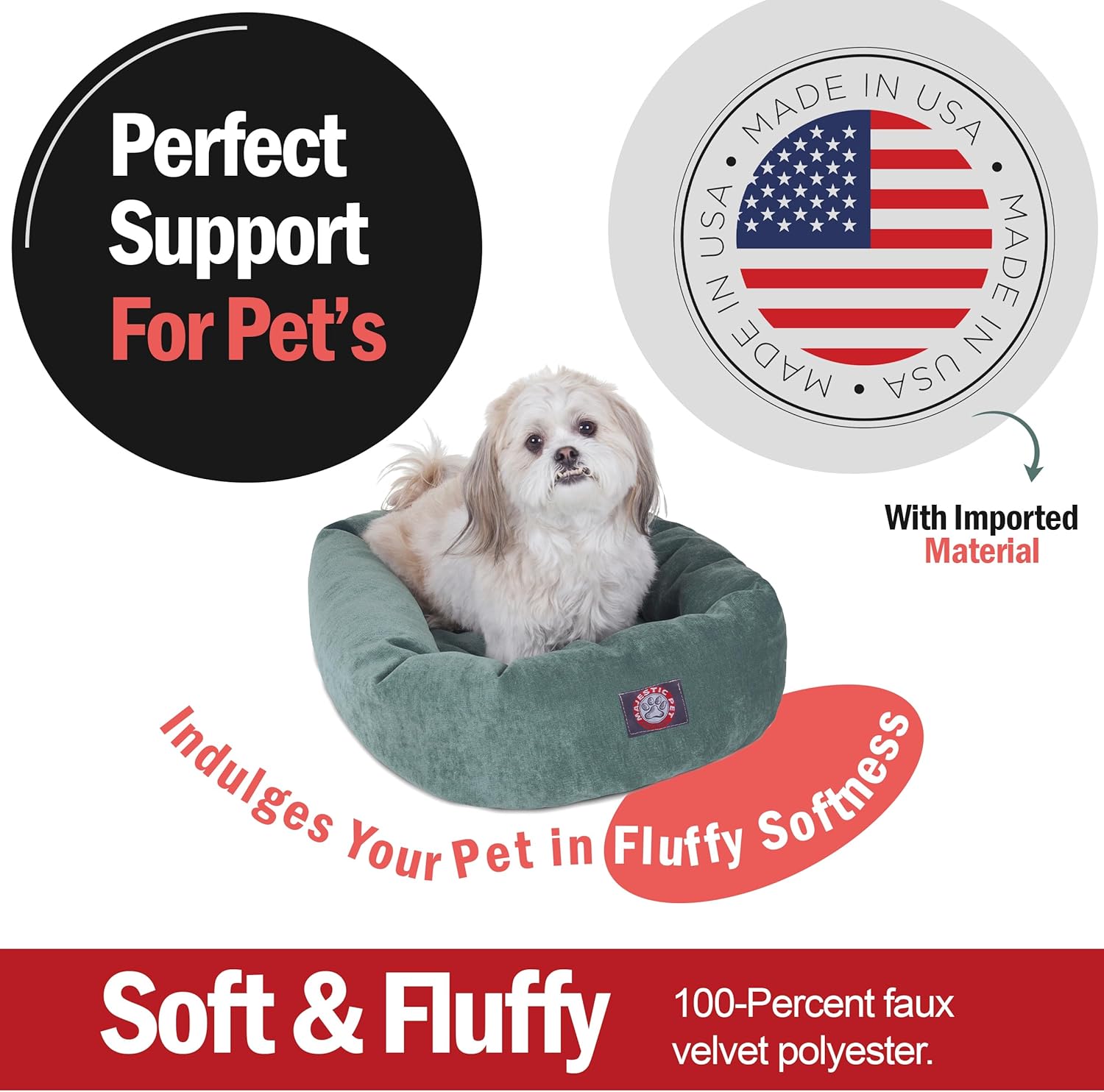 Majestic Pet 24 Inch Micro Velvet Calming Dog Bed Washable 24x19x7 (inch) – Cozy Soft Round Donut Dog Bed with Spine for Head Support - Pet Bed Small – Azure (2025) - Pet Explorer