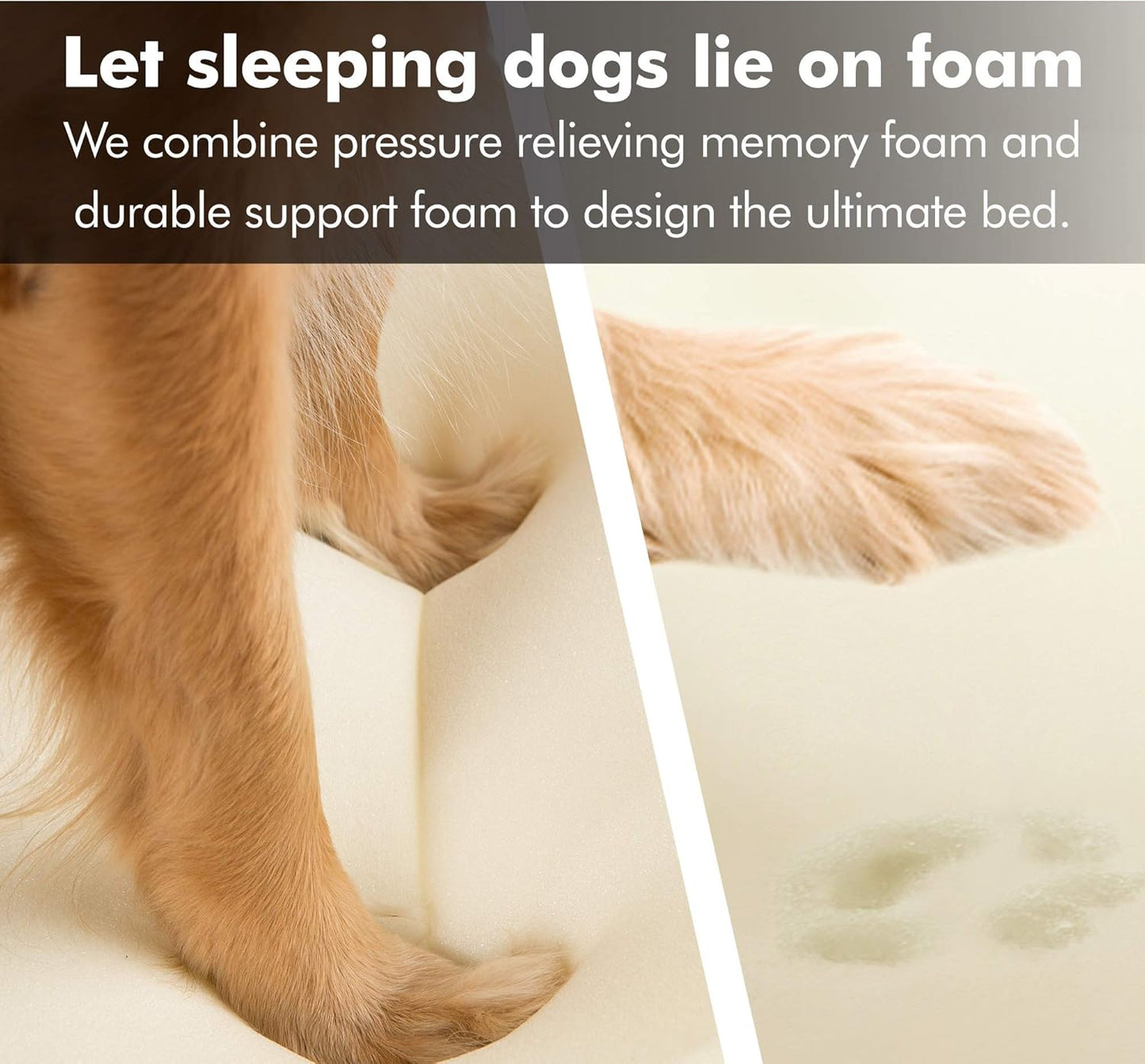 Friends Forever X-Large Dog Bed, Orthopedic Dog Sofa Memory Foam Mattress, Calming Dog Couch Bed, Wall Rim Pillow, Water Resistant Liner, Washable Cover, Non-Slip Bottom, Chester, X-Large Khaki Beige - Pet Explorer