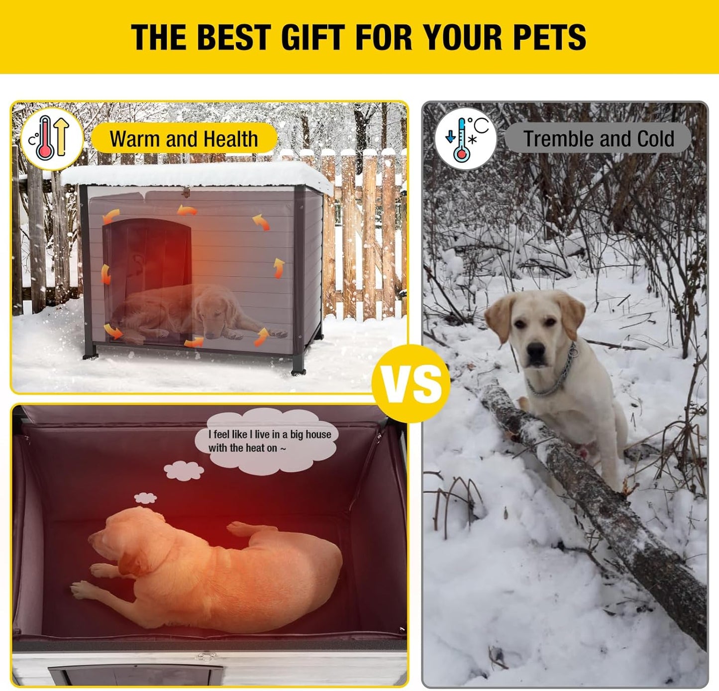 Aivituvin Dog House Outdoor with Insulated Liner, Weatherproof Dog House for Winter, Suitable for Small & Medium & Large Dogs with Unique All-Around Iron Frame(Off-White) - Pet Explorer