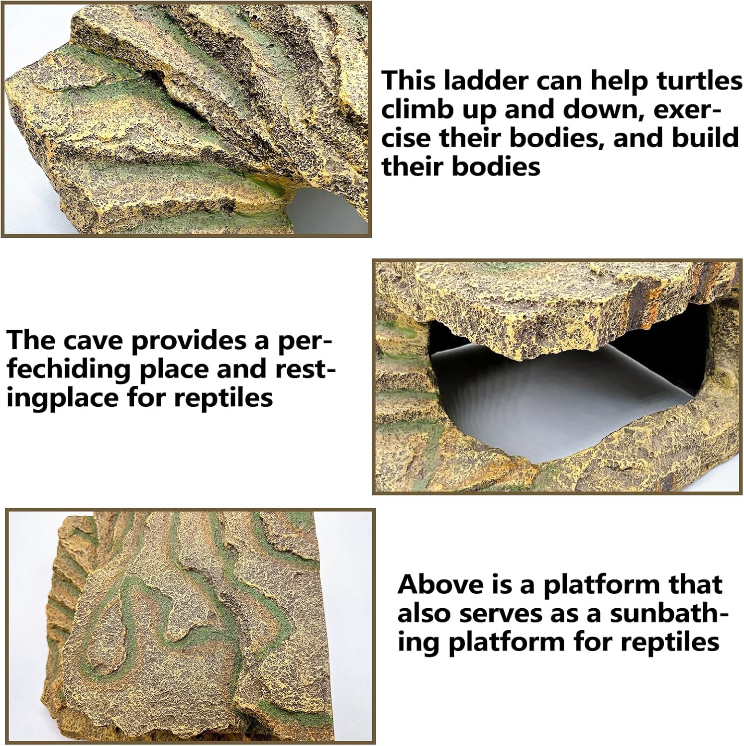 kathson Turtles Basking Platform,Large Tortoise Resting Terrace Climbing Ramp,Reptile Hiding Cave Hideouts,Resin Dock Tank Decorations for Aquatic Turtles Newts Salamanders Lizard Frogs - Pet Explorer