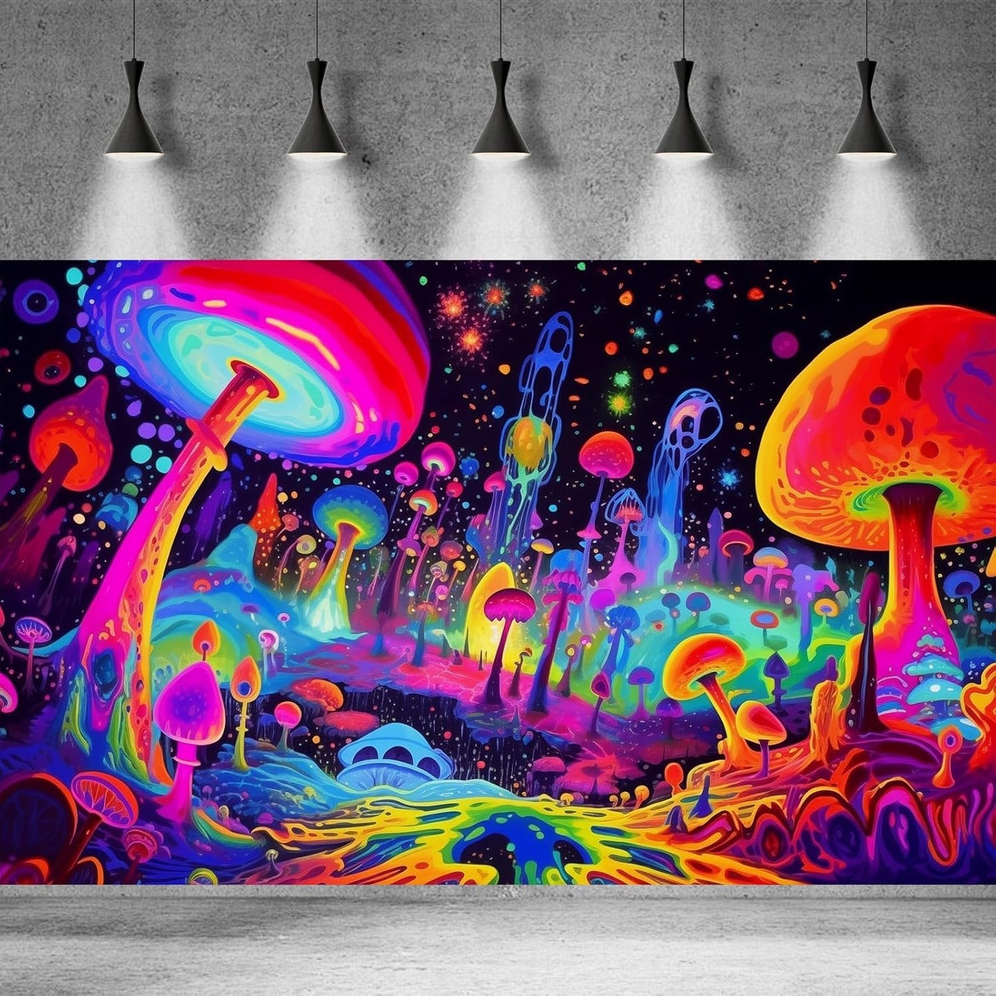 Fantasy Mushrooms Aquarium Background Abstract Mysterious Mushroom Landscape Terrarium Background Amazing Rainbow Mushrooms Theme Fish Tank Backdrop Poster Wallpaper Decorations Vinyl 30x18in - Pet Explorer