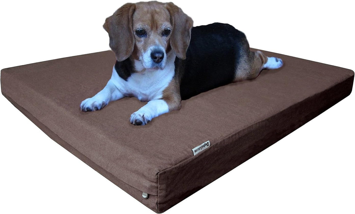 Dogbed4less Orthopedic Memory Foam Dog Bed for Medium Dogs with Washable Denim Cover, Waterproof Liner and Extra Pet Bed Case, 37X27X4 Inch, Brown - Pet Explorer