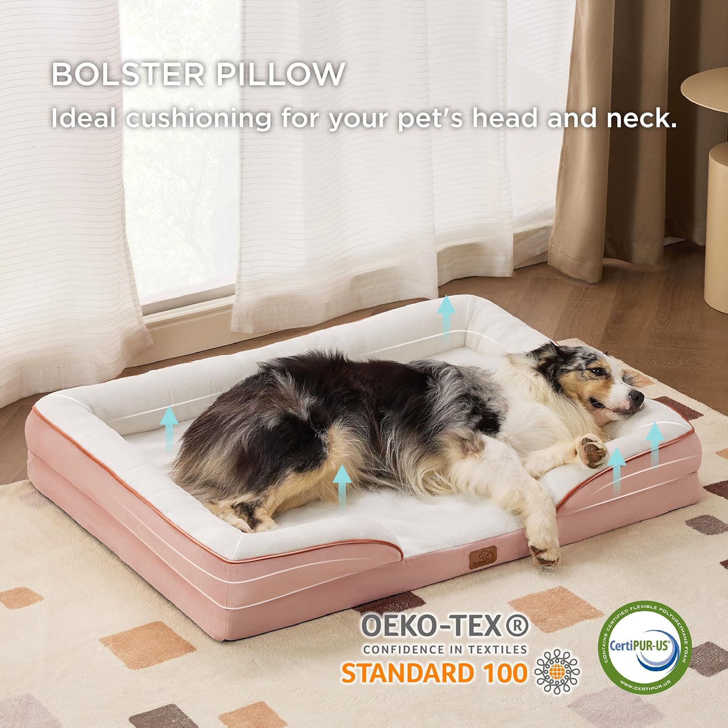 Bedsure XL Plus Orthopedic Dog Bed for Extra Large Dogs - Washable XLarge Dog Cat Bed Waterproof, Comfort Dogs Couch Sofa with Washable Removable Cover, Pet Bed with Nonskid Bottom, Pink, 48" - Pet Explorer