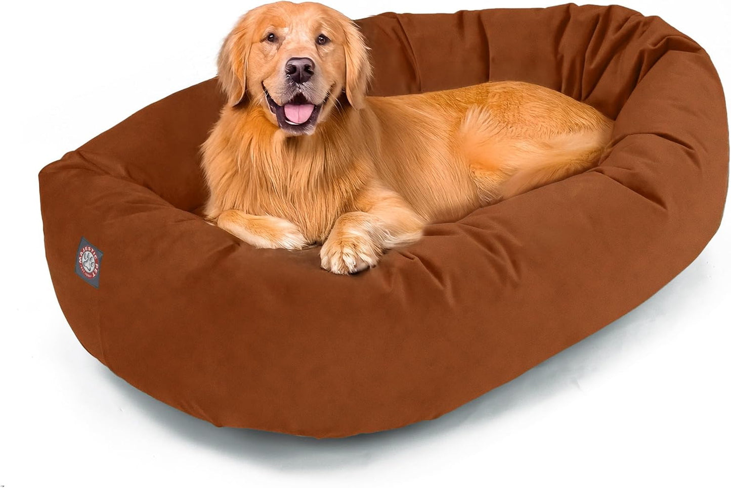 Majestic Pet 40 Inch Suede Calming Dog Bed Washable 40x29x9 (Inch) – Cozy Soft Round Donut Dog Bed with Spine Support for Dogs to Rest Their Head - Pet Bed Large – Rust (2025) - Pet Explorer