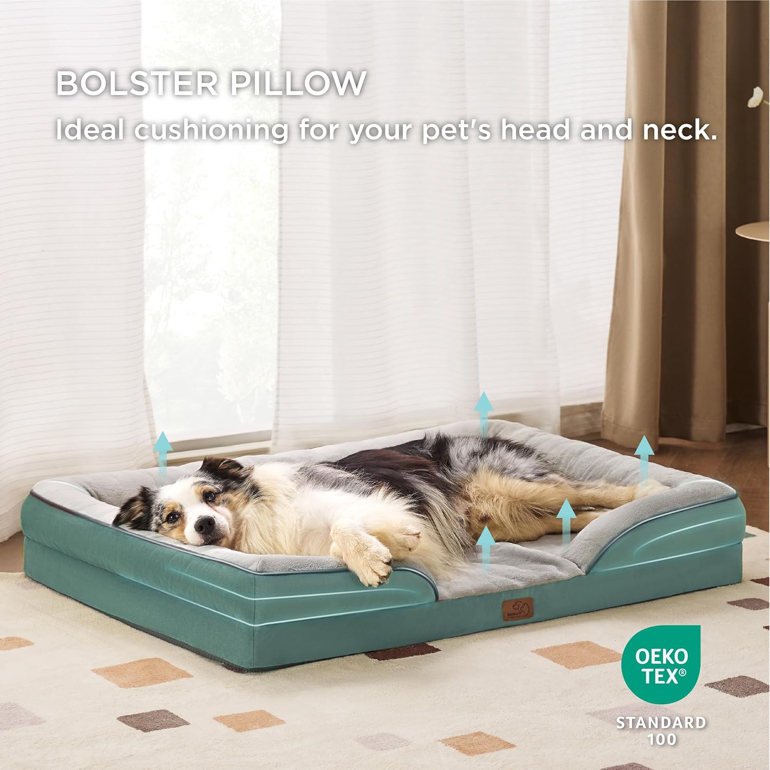 Bedsure XL Plus Orthopedic Dog Bed for Extra Large Dogs - Washable XLarge Dog Cat Bed Waterproof, Comfort Dogs Couch Sofa with Washable Removable Cover, Pet Bed with Nonskid Bottom, Washed Blue, 48" - Pet Explorer