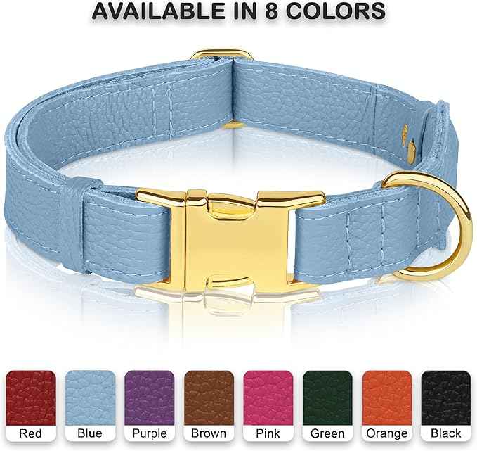 Leather Airtag Dog Collar - Soft Tracking Dog Collar with Apple AirTag Holder and Metal Buckle - Safety GPS Pet Collars for Small Medium Large Dogs Puppy Pink Red (Cornflower, XL, 20"-25" Neck Fit)