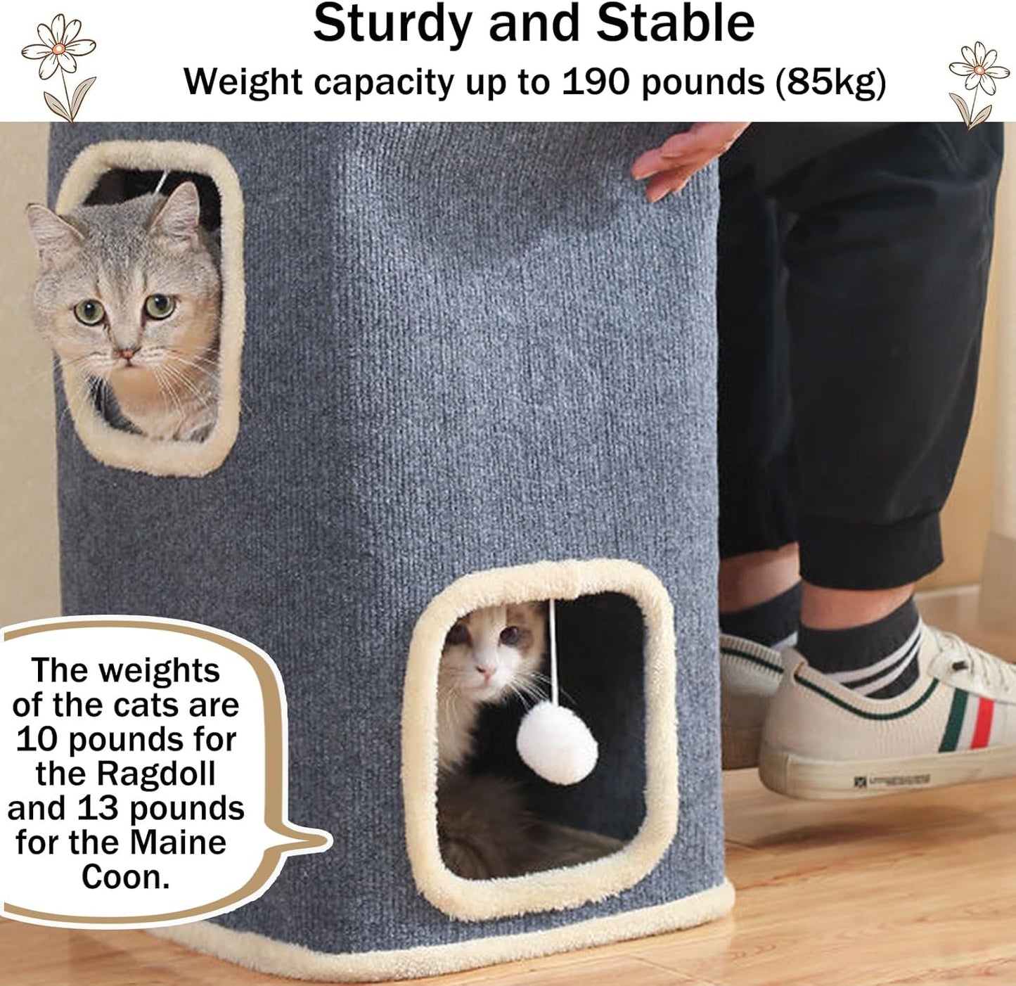 Cat House for Indoor, Multi-Level Cat Condo Foldable Cave Bed (3-Level) - Pet Explorer