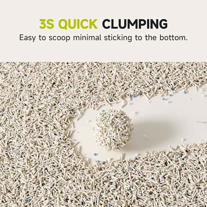 4-in-1 Tofu Cat Litter, Mixed Cassava, Baking Soda, SAP, Natural Plant, Fast Clumping, Strong Water Adsorption & Deodorization, No Tracking, Dust-Free, Flushable, (5.5lb x 4bags)