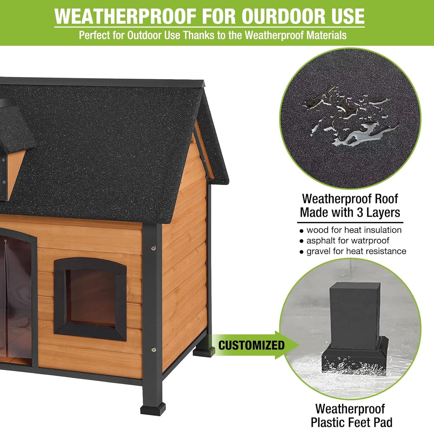 GUTINNEEN Dog House Outdoor with Strong Metal Frame Insulated Dog Kennel for Small Medium Large Dogs Puppy Cage for Winter Weatherproof - Pet Explorer