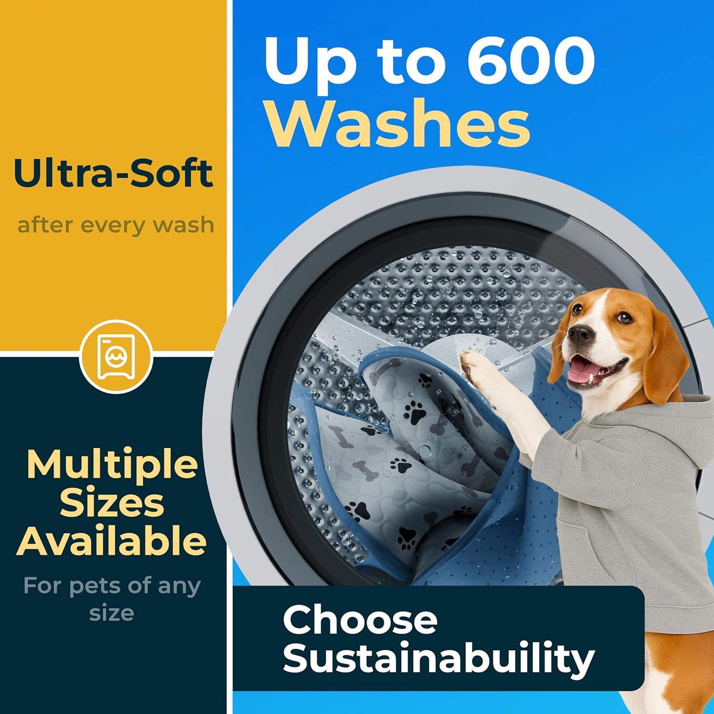 GREEN LIFESTYLE Washable Pee Pads for Dogs - Waterproof Reusable Puppy Pads with Anti-Slip Backing, Pet Training Pad for Puppy Playpen, Crate, Whelping Box, Potty Training (Pack of 2 - 48x48) - Pet Explorer
