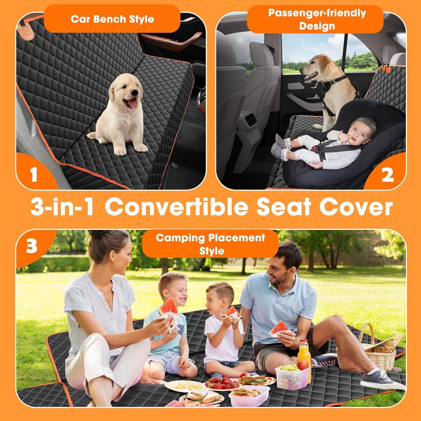 MIXJOY Truck Back Seat Cover for Dogs, Waterproof Pet Seat Covers for Trucks, Dog Cover for Truck Back Seat, Nonslip Pet Bench Seat Cover for Ford F150 F250 F350/Chevrolet Silverado/GMC/Ram - Pet Explorer