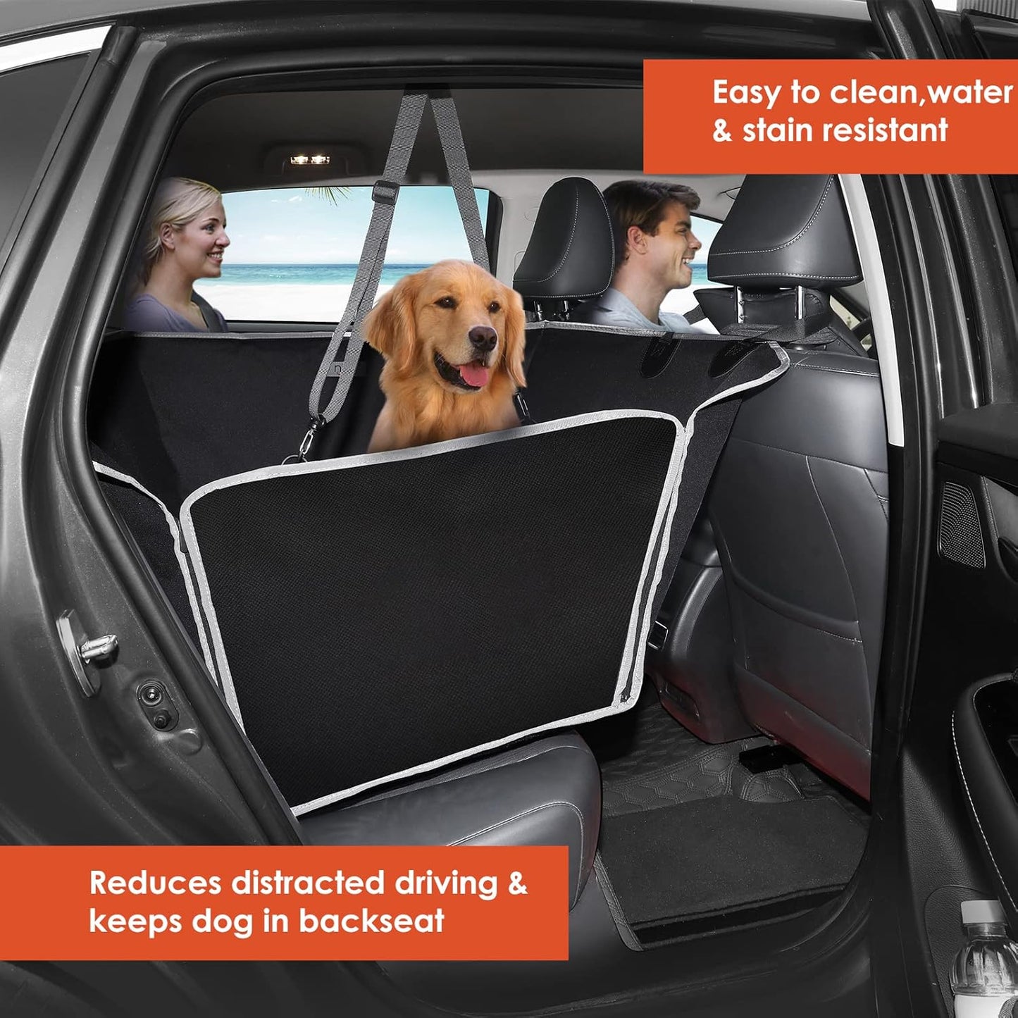 njnj Dog Car Seat Cover for Back Seat - Waterproof Dog Half Hammock for Cars,Scratchproof Pet Backseat Protector,Perdurable,Non-Slip Booster Seat for Small,Medium and Large Dogs - Pet Explorer
