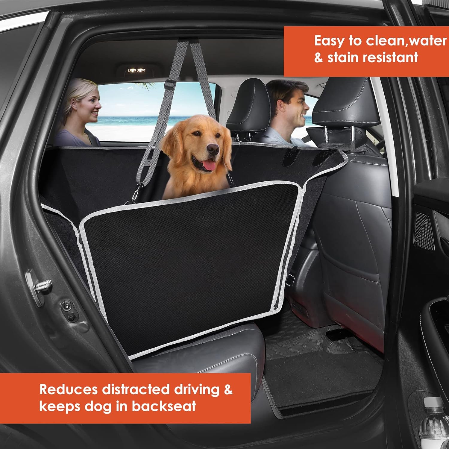 njnj Dog Car Seat Cover for Back Seat - Waterproof Dog Half Hammock for Cars,Scratchproof Pet Backseat Protector,Perdurable,Non-Slip Booster Seat for Small,Medium and Large Dogs - Pet Explorer