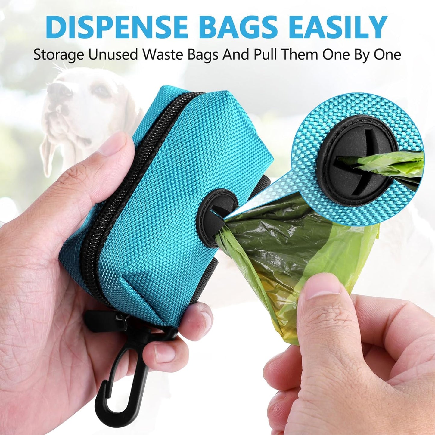 Dog Waste Bag Dispenser Pet Poop Bags Holder for Doggie Waste Bags Dispensers Soft Fabric Zipper Small Doggy Puppy Pouch for Leash Accessory Attachment with Carrier,Green - Pet Explorer