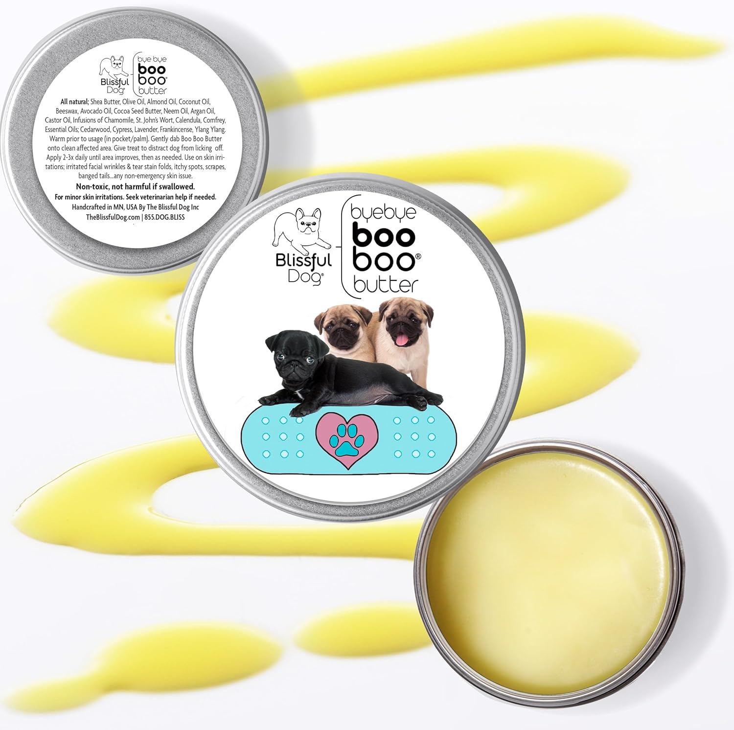 The Blissful Dog 1 oz TIN Pug Booboo Butter - Pet Explorer