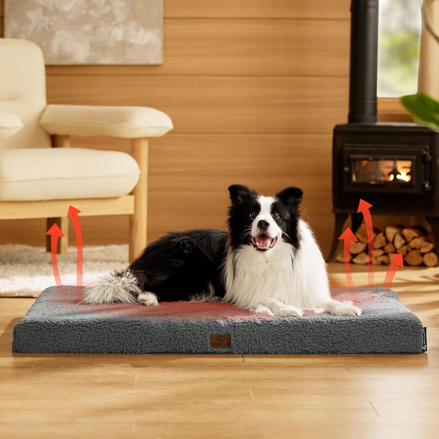 Bedsure Self Warming Dog Bed for Large Dogs - Orthopedic Waterproof Puppy Beds with Removable Washable Cover, Egg Crate Foam Pet Mat, Suitable for Pet Up to 65 lbs - Pet Explorer