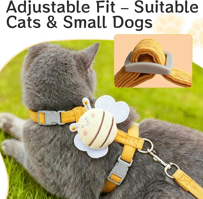 Cat Harness and Leash Set - Anti-Escape Adjustable Cat Vest, Soft Breathable Kitten Harness for Outdoor Walking and Training