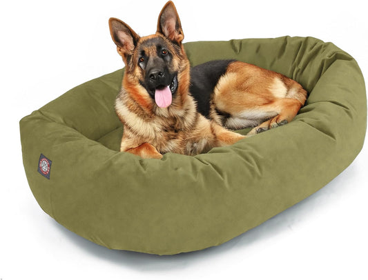Majestic Pet 52 Inch Suede Calming Dog Bed Washable 52x35x11 (Inch) – Cozy Soft Round Donut Dog Bed with Spine Support for Dogs to Rest Their Head - Pet Bed X- Large - Sage (2025) - Pet Explorer