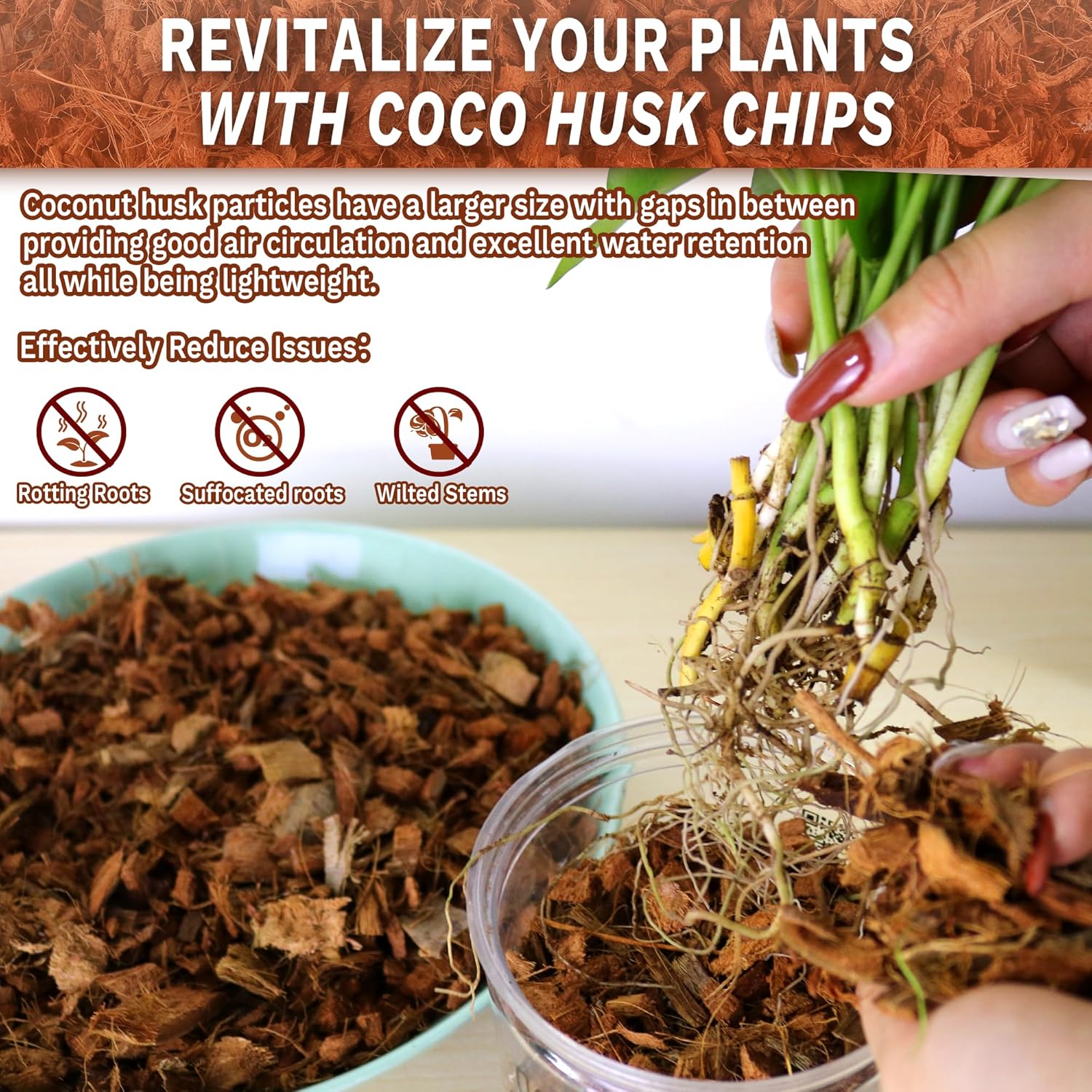 Coco Chips for Plant - COCOUNT SHEL 9 Pack Organic Coconut Husk Chips with Low EC & PH Balanced, High Expansion Coconut Substrate Coco Husk Mulch for Garden, Flowers and Reptile - Pet Explorer