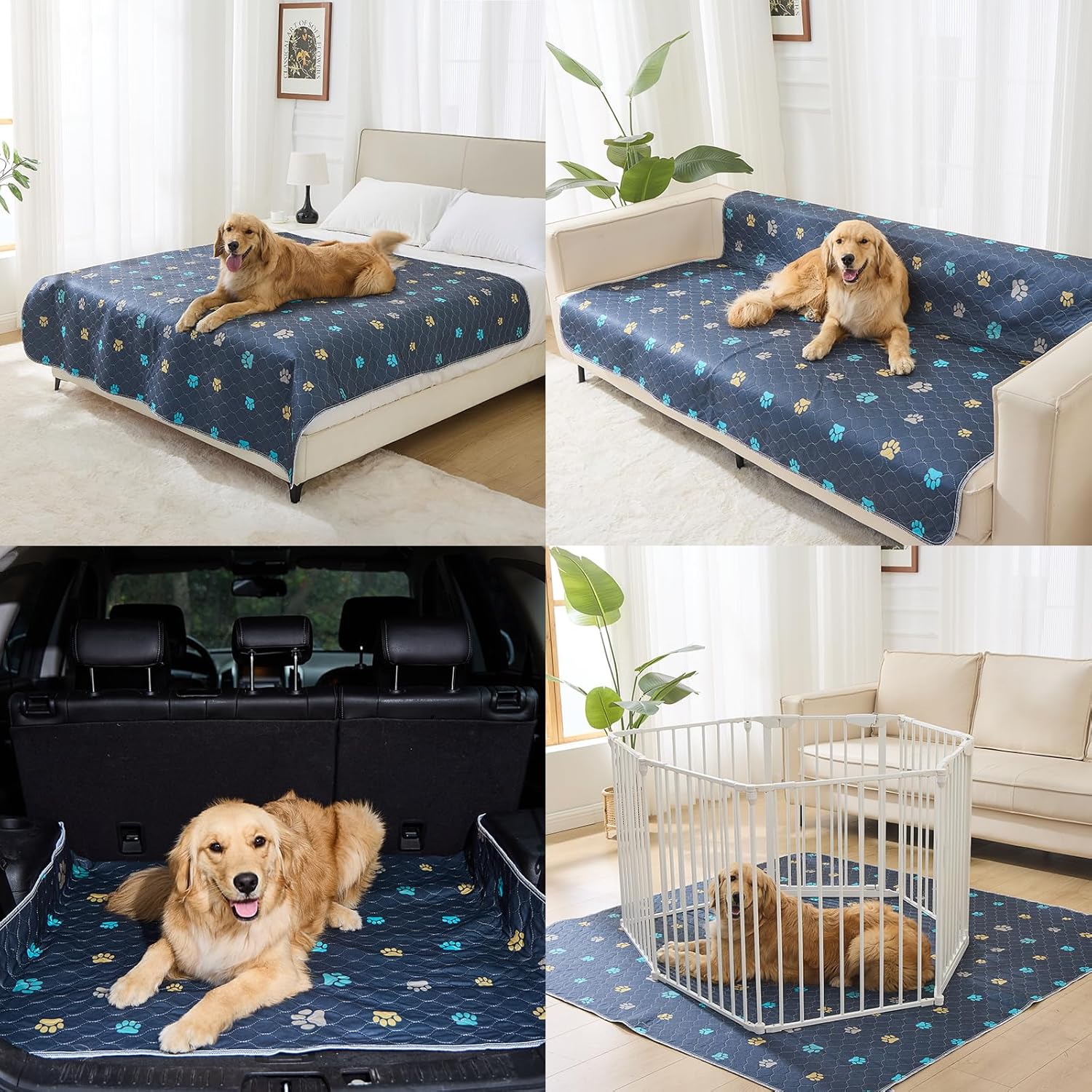 Aitmexcn Washable Puppy Dog Pee Pad, 4PCS 100% Waterproof Whelping Training Mat for Puppy/Senior Dog, Fast Drying Reusable Puppy Pads for Indoor, Outdoor and Car Travel- 32x36'' - Pet Explorer