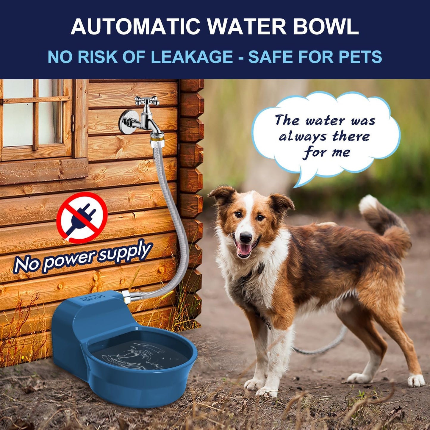 Automatic Dog Water Bowl Dispenser, Patented Automatic 2L Water Dispenser for Dogs, Chicken Waterer Bowl Fit 3/4''GHT Faucet, Water Hose Copper Connector Outdoor Dog Water Bowl for Livestock - Pet Explorer