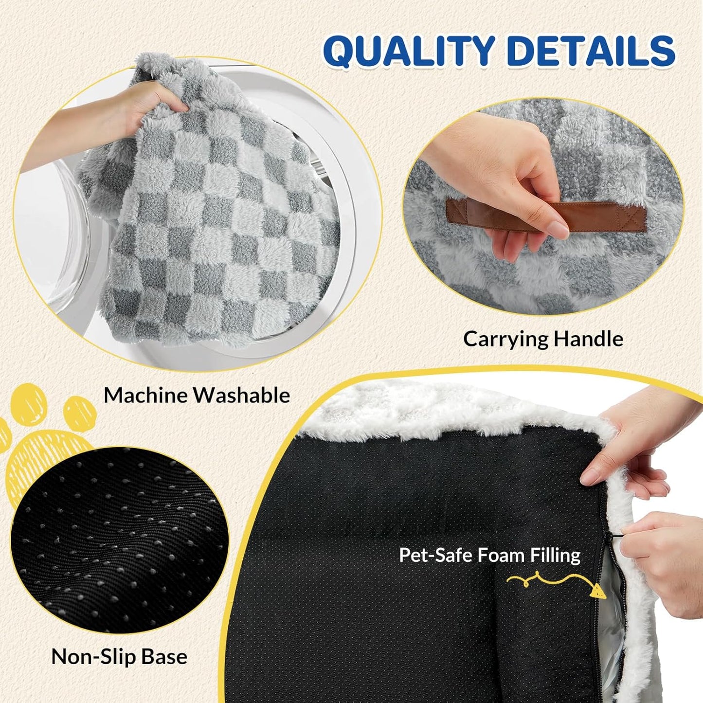 Large Dog Bed Sofa, Fluffy Pet Bed for Medium and Large Dogs, Supportive Dog Couch Sofa for Dogs, Pet Sofas with Washable Cover & Non-Slip, 38 inch, Grey - Pet Explorer