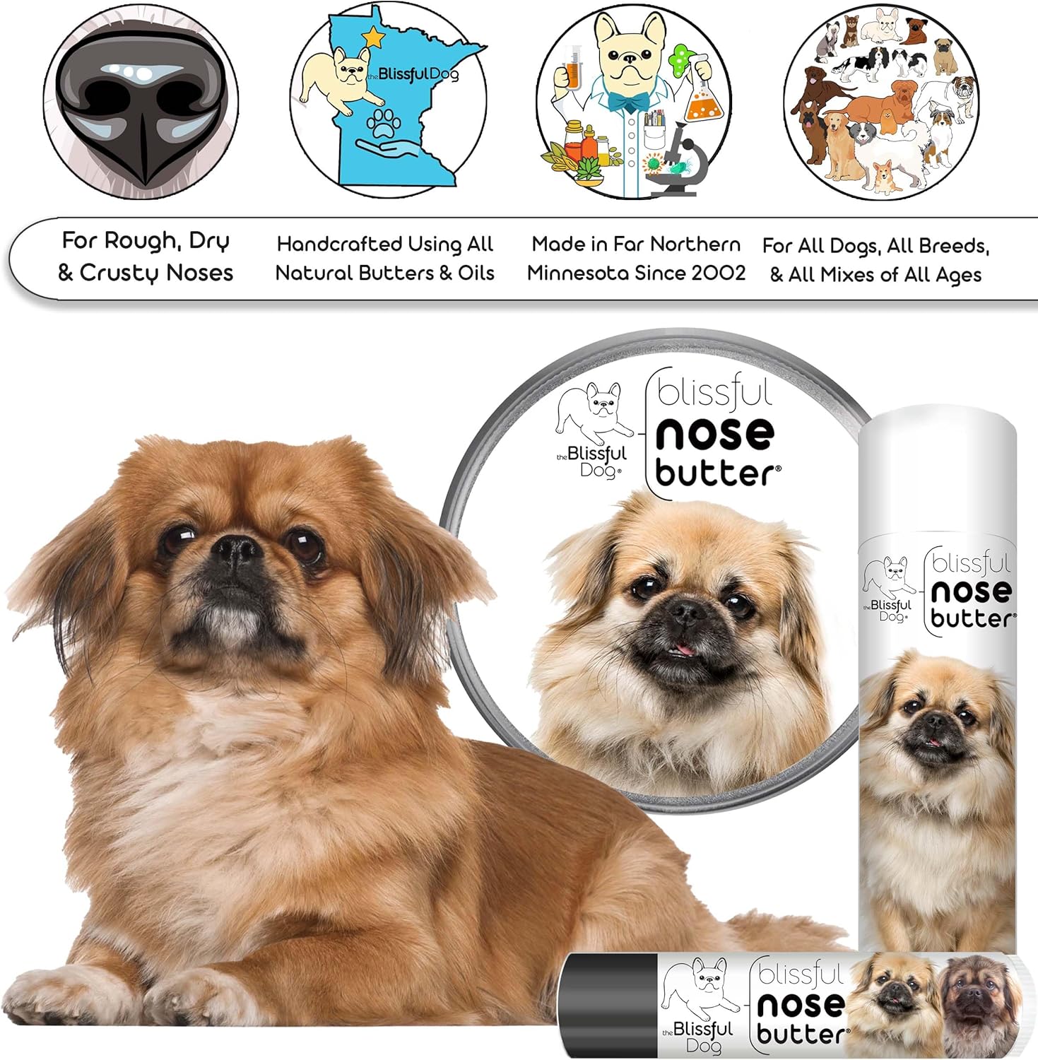 The Blissful Dog Tibetan Spaniel Unscented Nose Butter - Dog Nose Butter, 2 Ounce - Pet Explorer
