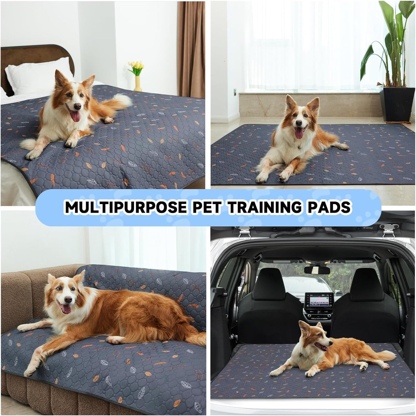 Sunheir 2-Pack Extra Large Reusable Dog Mat for Floor, Waterproof Dog Playpen, Super Absorbent Washable Pee Pads for Dogs, Pet Whelping Mat, Potty Training - 36" x 72"