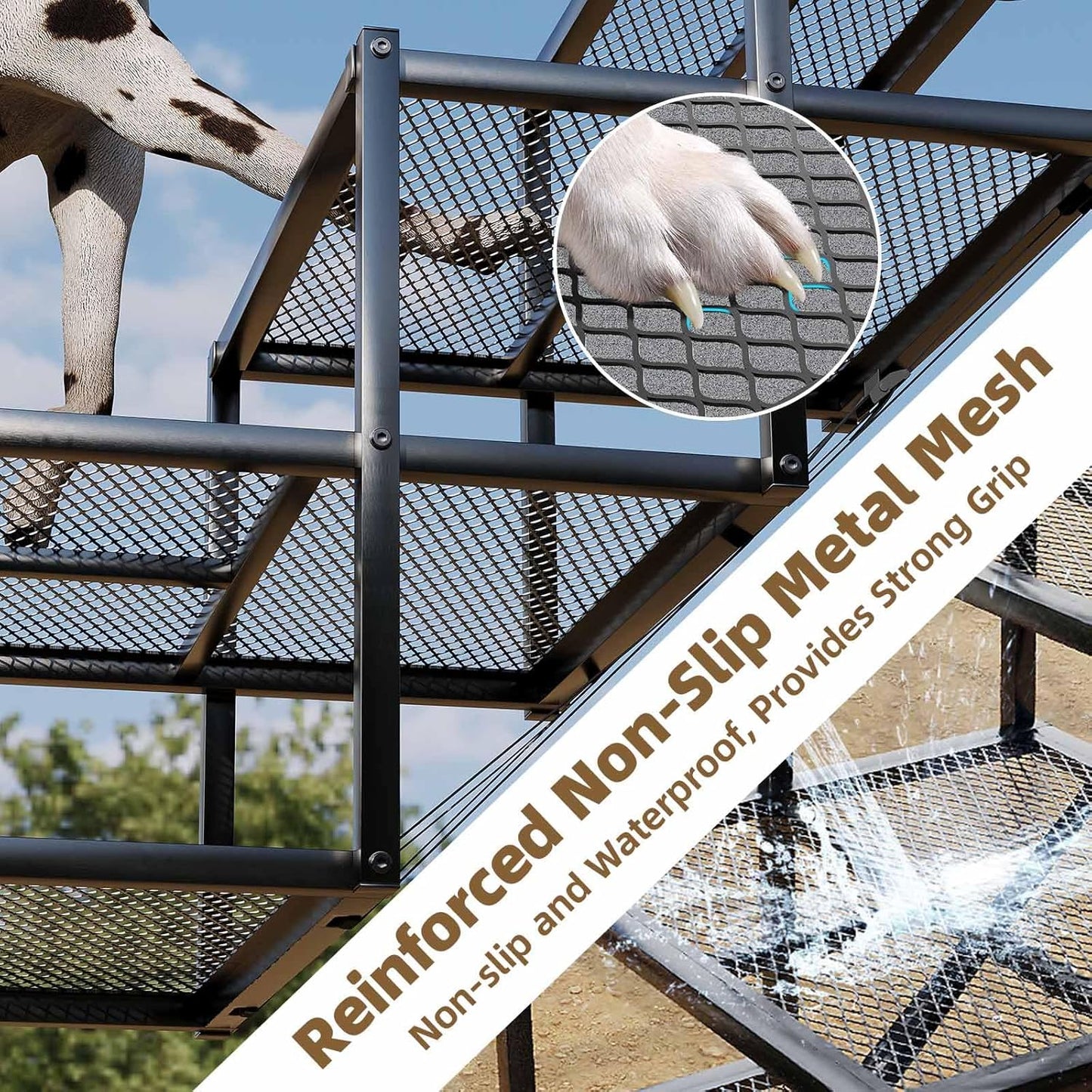 Dog Stairs for Large Dogs, Linvivon Extra Wide 20" Dog Steps with Non-Slip Surface and Reflective Strips, Outdoor Foldable Dog Ramp for Stairs, Car, Truck and SUV, Supports Up to 400LBS, 5 Steps - Pet Explorer