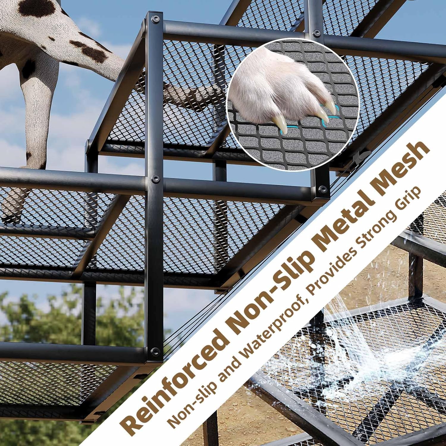 Dog Stairs for Large Dogs, Linvivon Extra Wide 20" Dog Steps with Non-Slip Surface and Reflective Strips, Outdoor Foldable Dog Ramp for Stairs, Car, Truck and SUV, Supports Up to 400LBS, 5 Steps - Pet Explorer